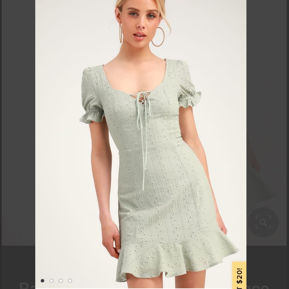 Lulu’s sage green eyelet dress
